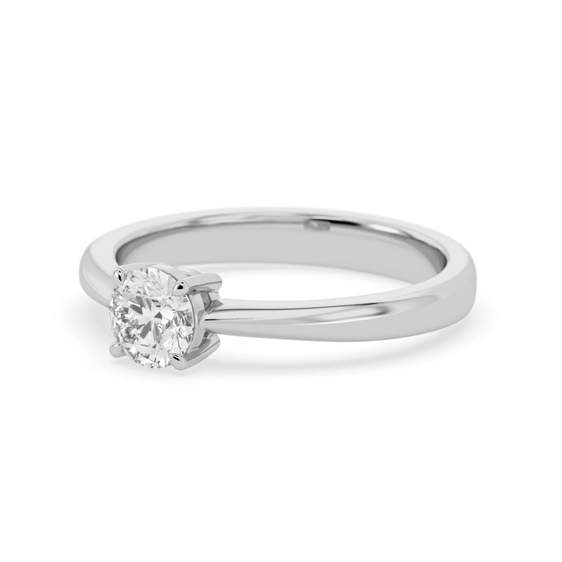 OctaPearl Round Cut Lab Grown Diamond Minimalist Solitaire Engagement Ring
