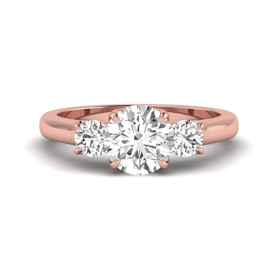 OctaPearl 1.5 ct Round Cut Lab Grown Diamond Three Stone Engagement Ring