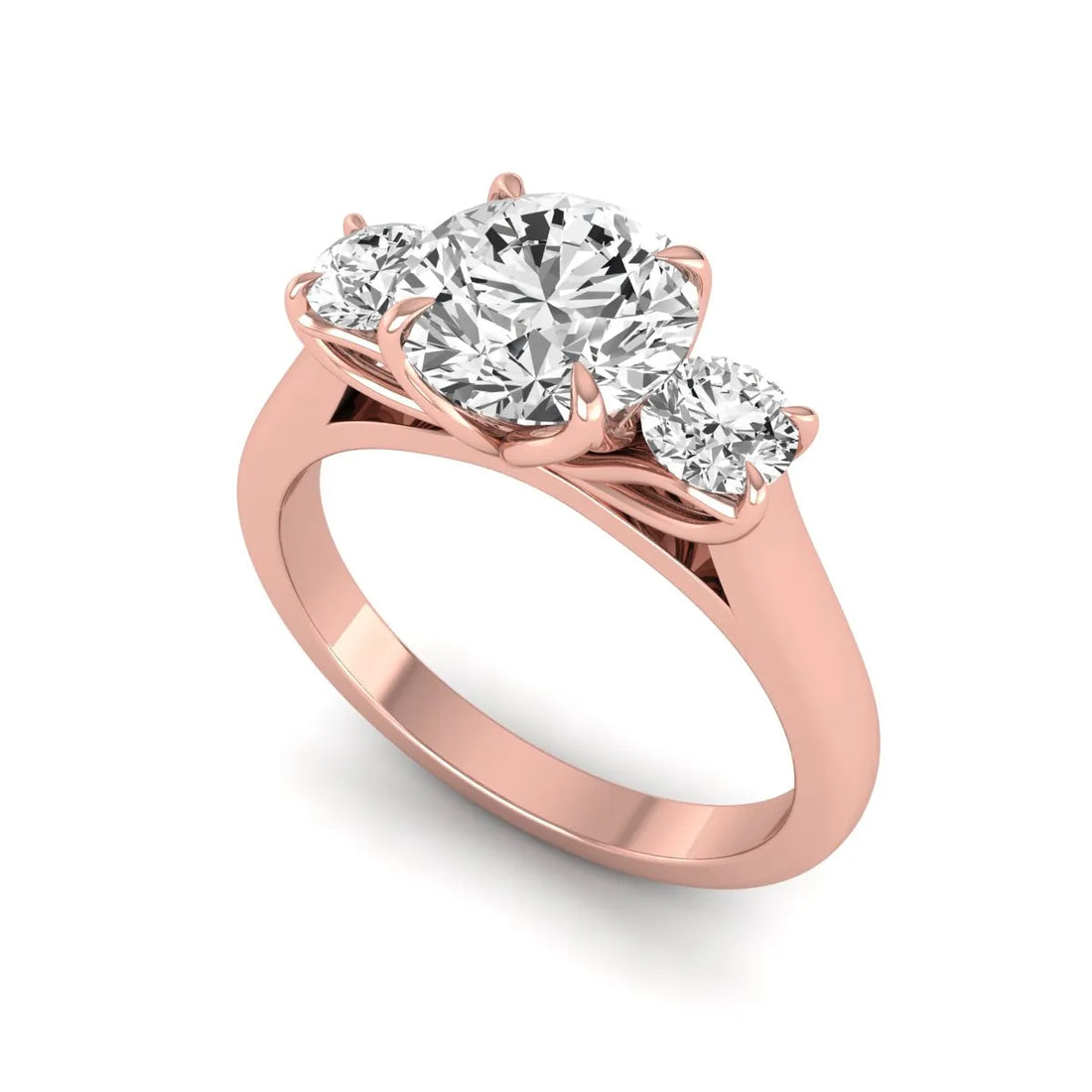 OctaPearl 1.5 ct Round Cut Lab Grown Diamond Three Stone Engagement Ring