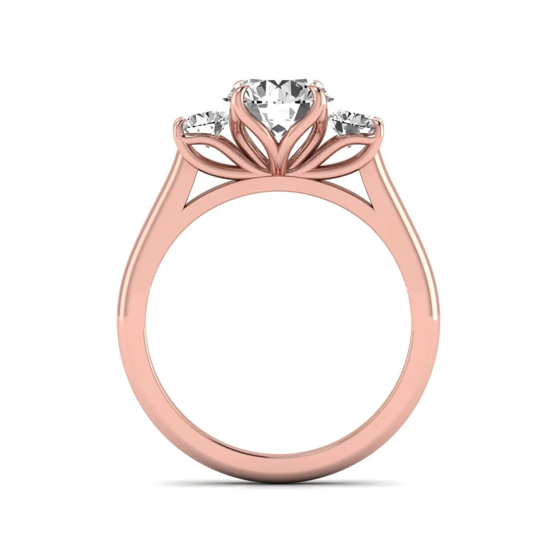 OctaPearl 1.5 ct Round Cut Lab Grown Diamond Three Stone Engagement Ring