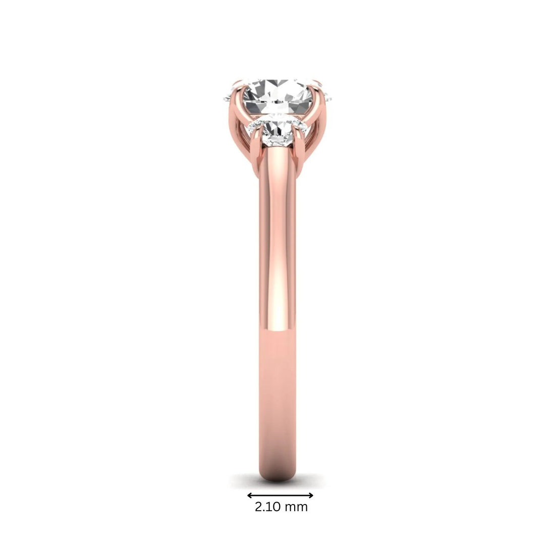 OctaPearl 1.5 ct Round Cut Lab Grown Diamond Three Stone Engagement Ring