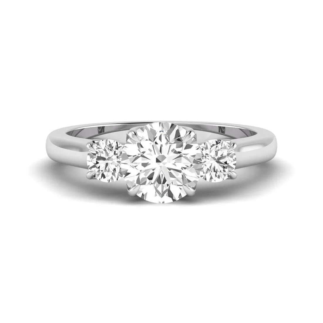 OctaPearl 1.5 ct Round Cut Lab Grown Diamond Three Stone Engagement Ring