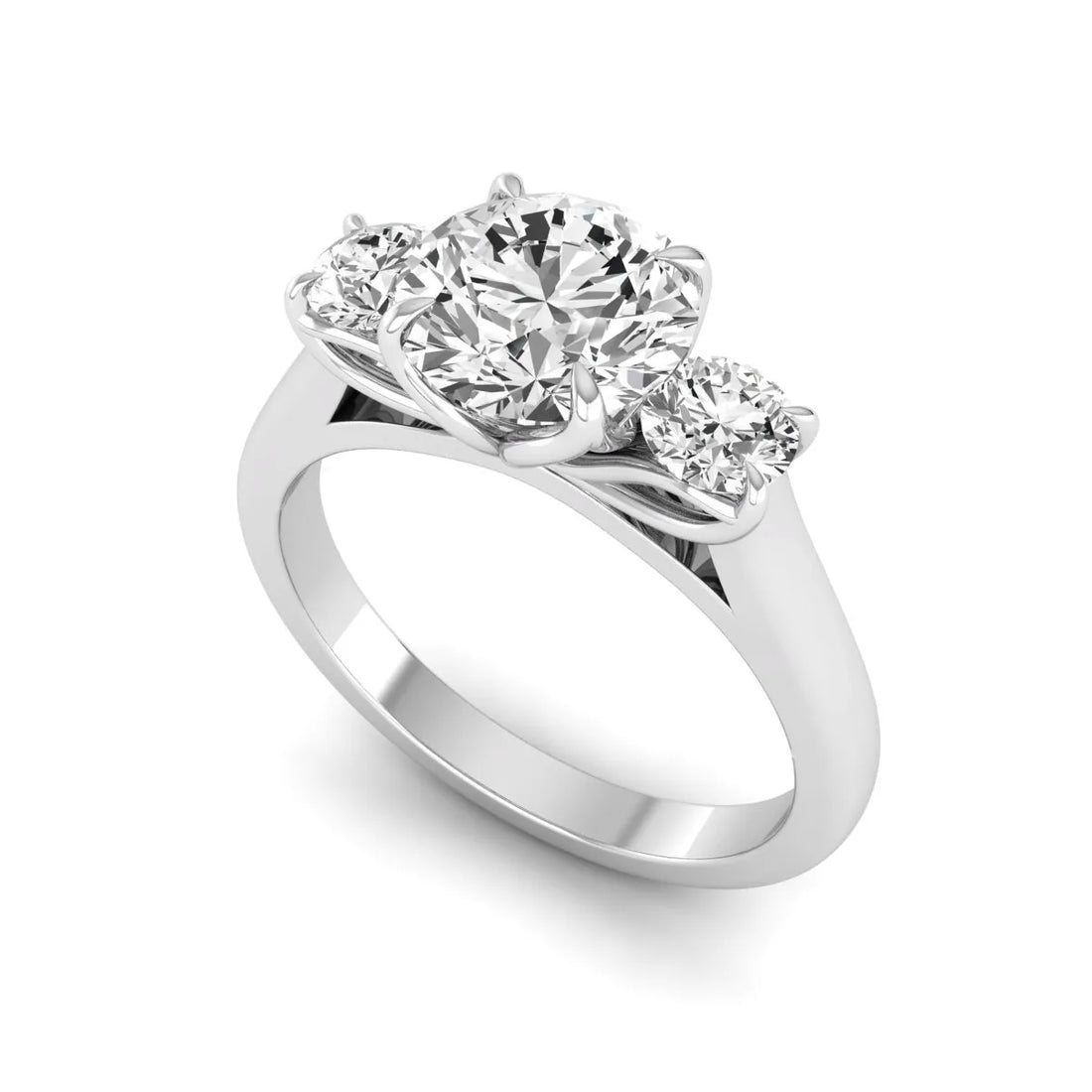 OctaPearl 1.5 ct Round Cut Lab Grown Diamond Three Stone Engagement Ring