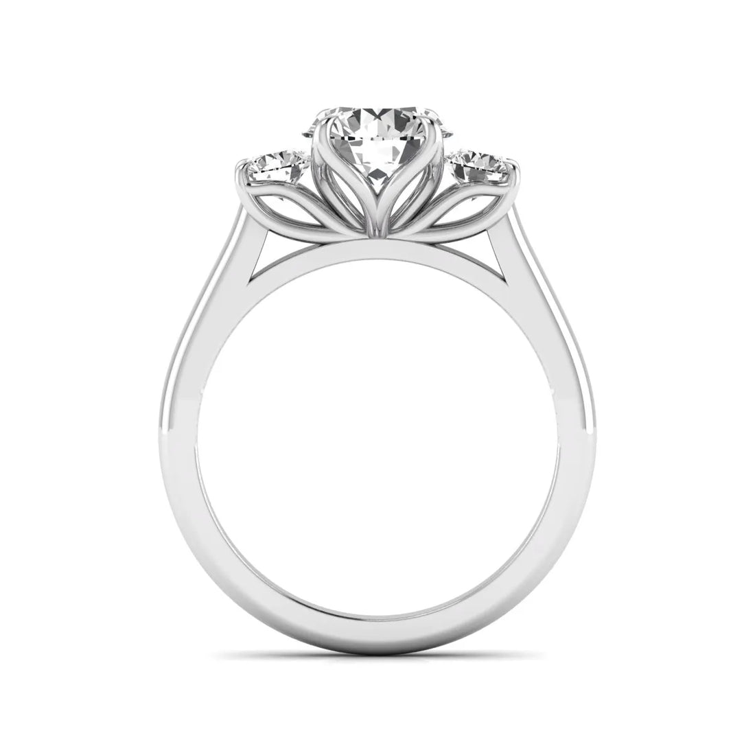 OctaPearl 1.5 ct Round Cut Lab Grown Diamond Three Stone Engagement Ring