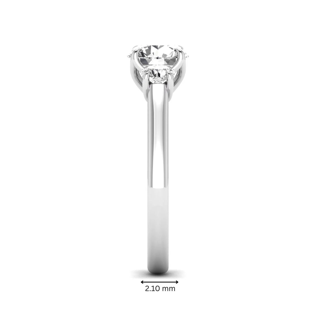 OctaPearl 1.5 ct Round Cut Lab Grown Diamond Three Stone Engagement Ring