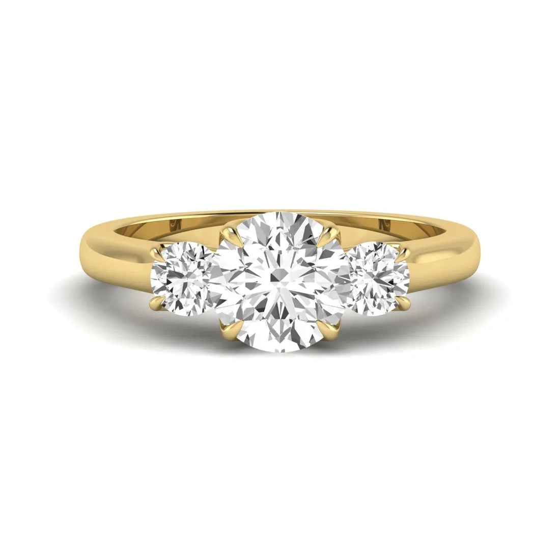 OctaPearl 1.5 ct Round Cut Lab Grown Diamond Three Stone Engagement Ring