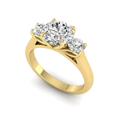 OctaPearl 1.5 ct Round Cut Lab Grown Diamond Three Stone Engagement Ring - alternate view