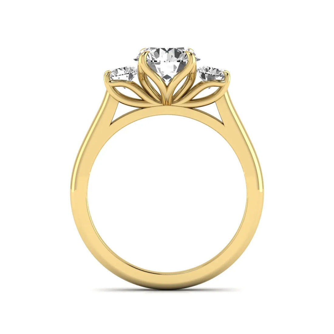 OctaPearl 1.5 ct Round Cut Lab Grown Diamond Three Stone Engagement Ring