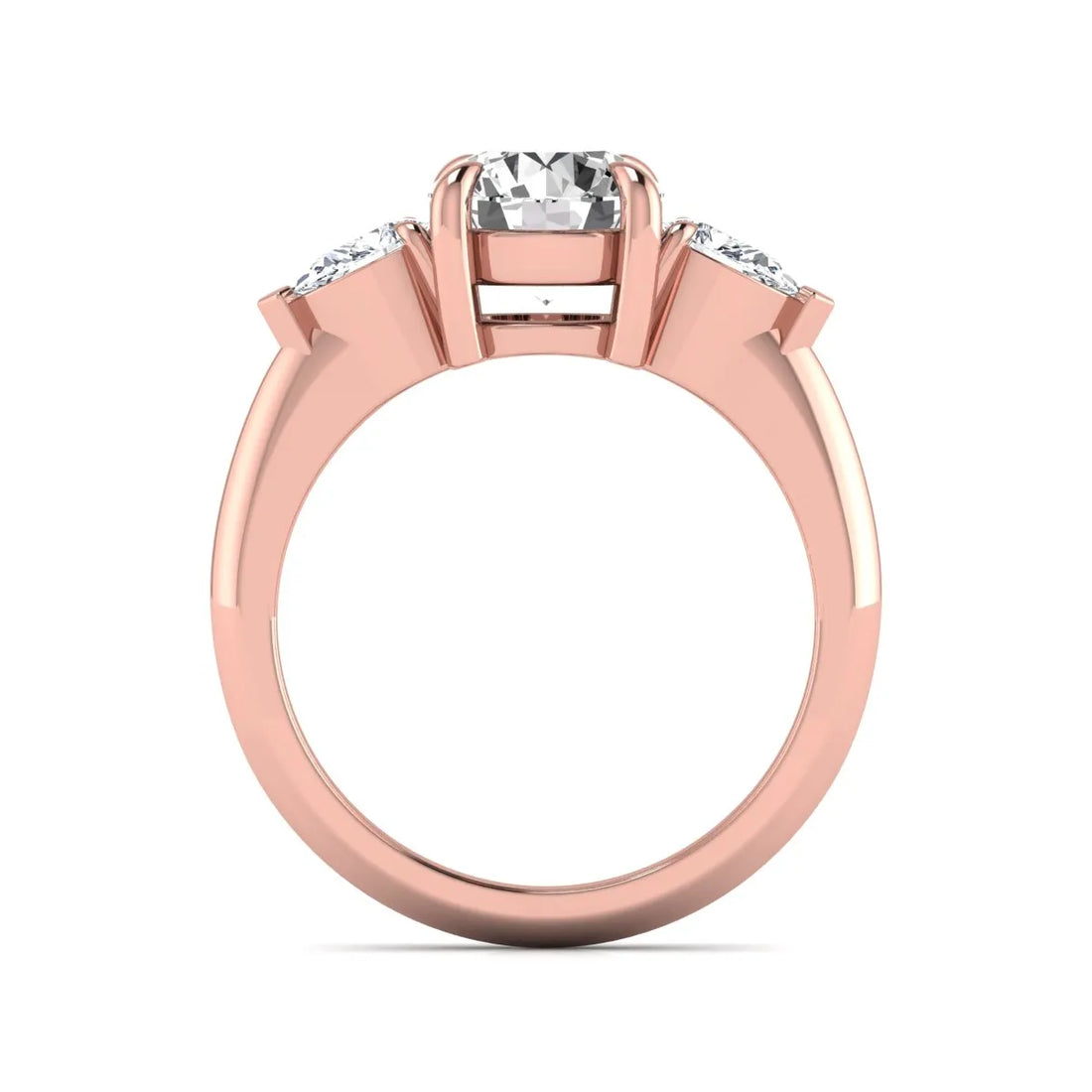 OctaPearl 1.5 ct Round Cut Lab Grown Diamond Three Stone Pear Side Engagement Ring