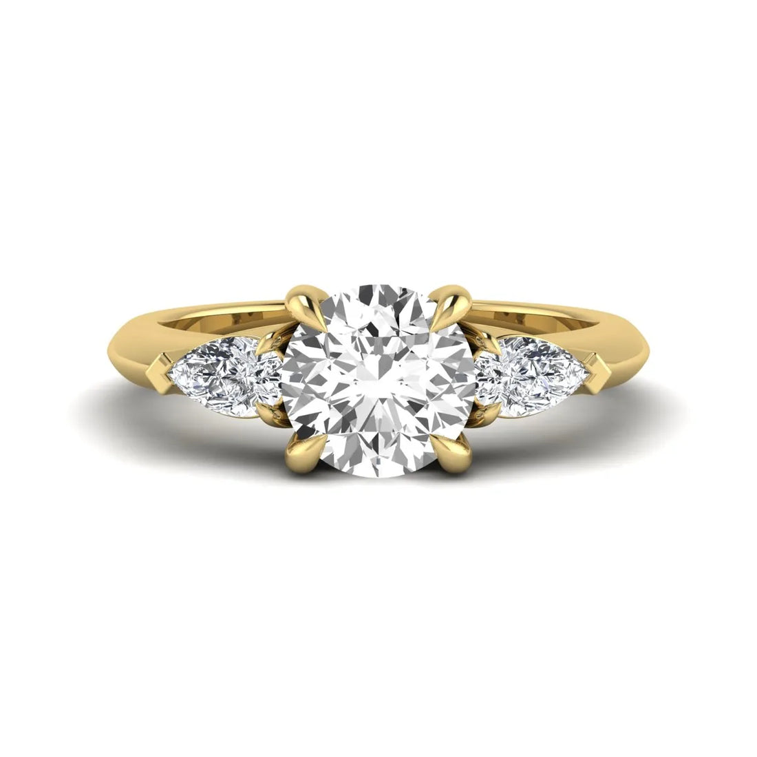 OctaPearl 1.5 ct Round Cut Lab Grown Diamond Three Stone Pear Side Engagement Ring