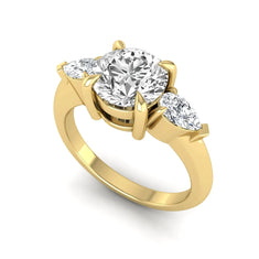 OctaPearl 1.5 ct Round Cut Lab Grown Diamond Three Stone Pear Side Engagement Ring - alternate view