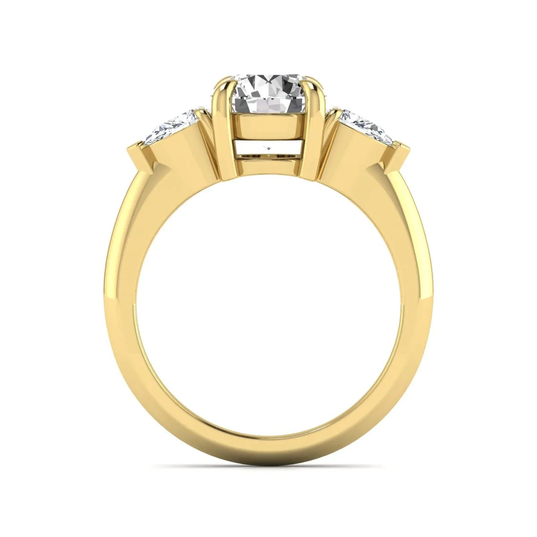 OctaPearl 1.5 ct Round Cut Lab Grown Diamond Three Stone Pear Side Engagement Ring