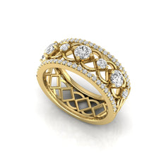 OctaPearl Vintage Openwork Filigree Lab Grown Diamond Eternity Wide Band Ring - alternate view