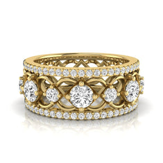 OctaPearl Vintage Openwork Filigree Lab Grown Diamond Eternity Wide Band Ring