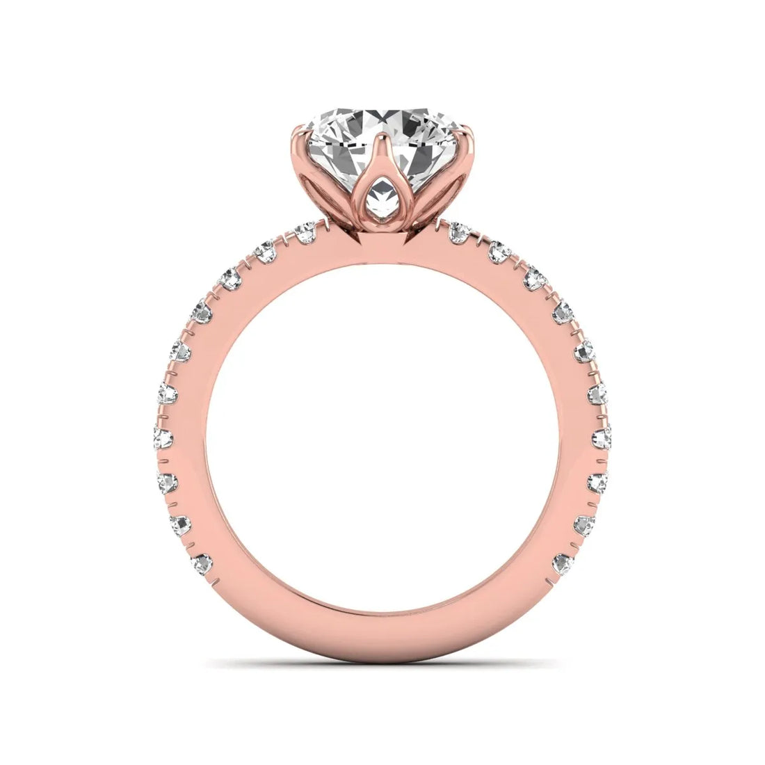OctaPearl 3 ct Round Cut Lab Grown Diamond Pavé Engagement Ring