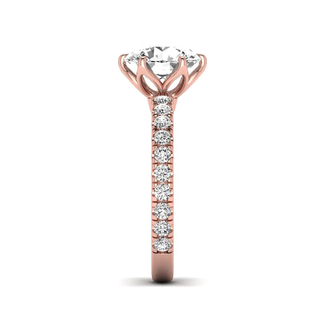 OctaPearl 3 ct Round Cut Lab Grown Diamond Pavé Engagement Ring