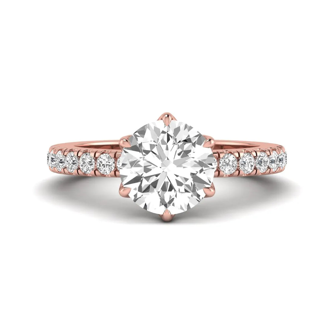 OctaPearl 3 ct Round Cut Lab Grown Diamond Pavé Engagement Ring