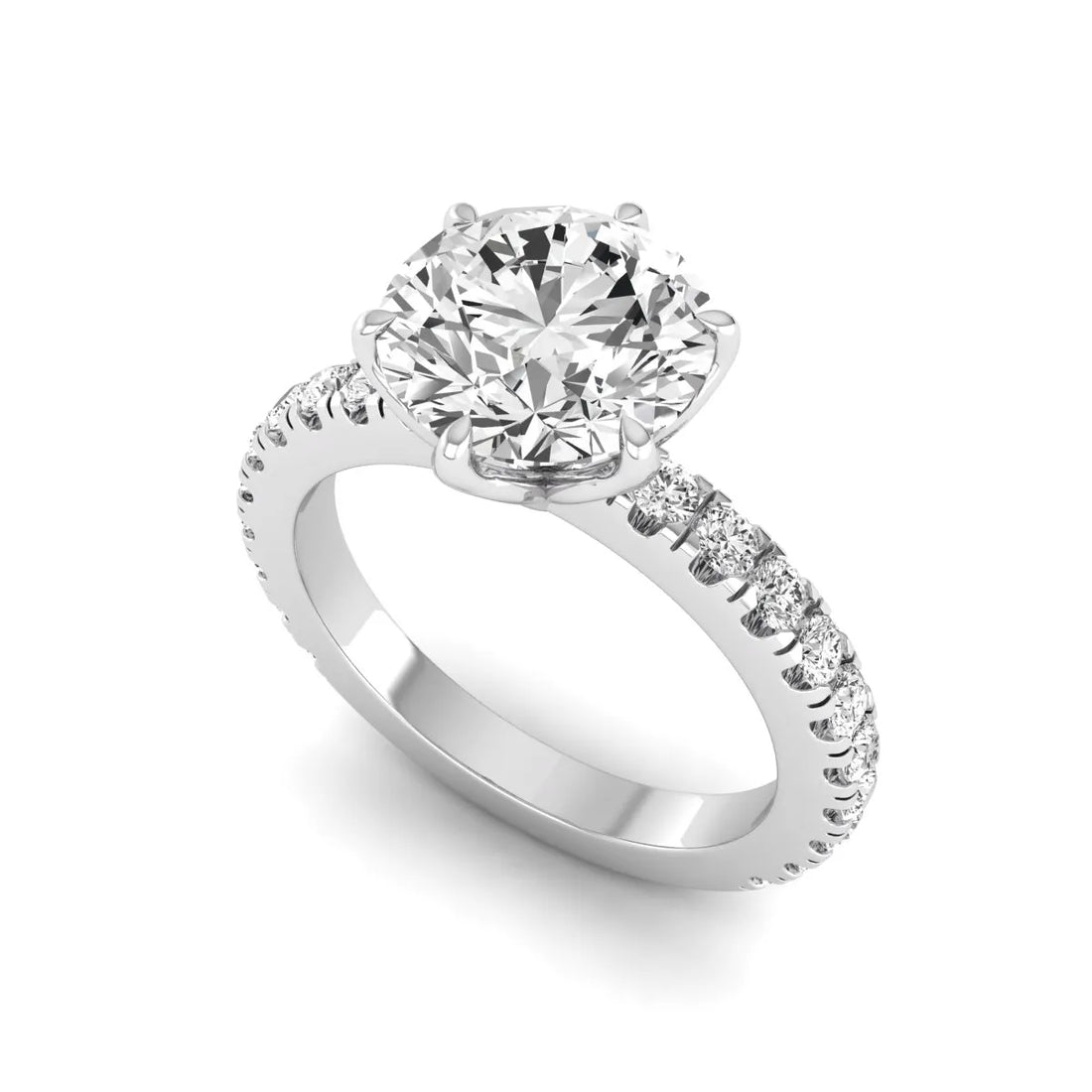 OctaPearl 3 ct Round Cut Lab Grown Diamond Pavé Engagement Ring