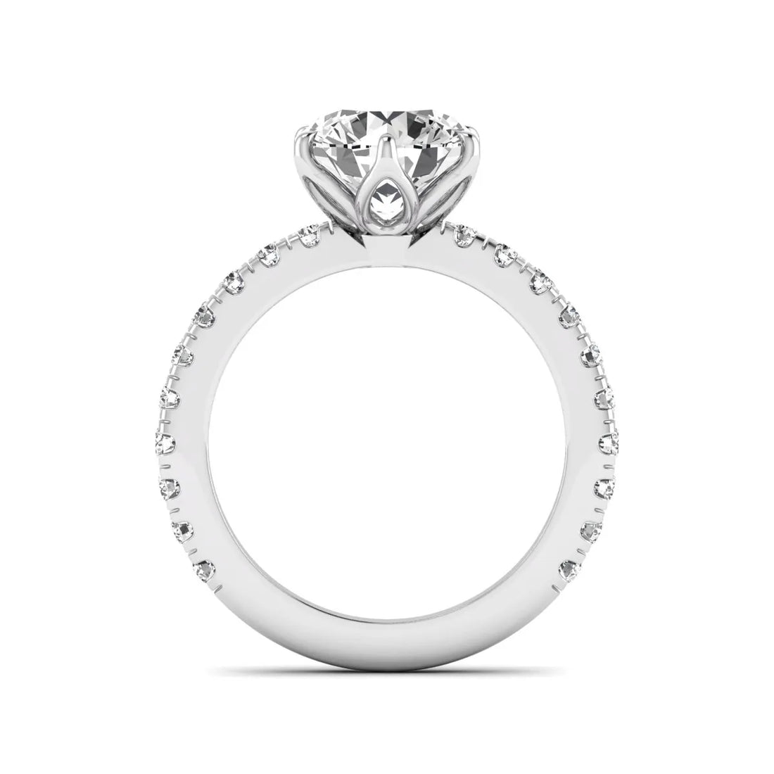 OctaPearl 3 ct Round Cut Lab Grown Diamond Pavé Engagement Ring