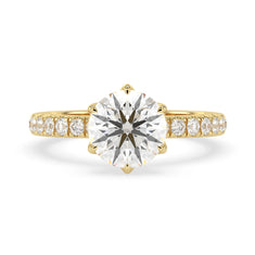 OctaPearl 3 ct Round Cut Lab Grown Diamond Pavé Engagement Ring