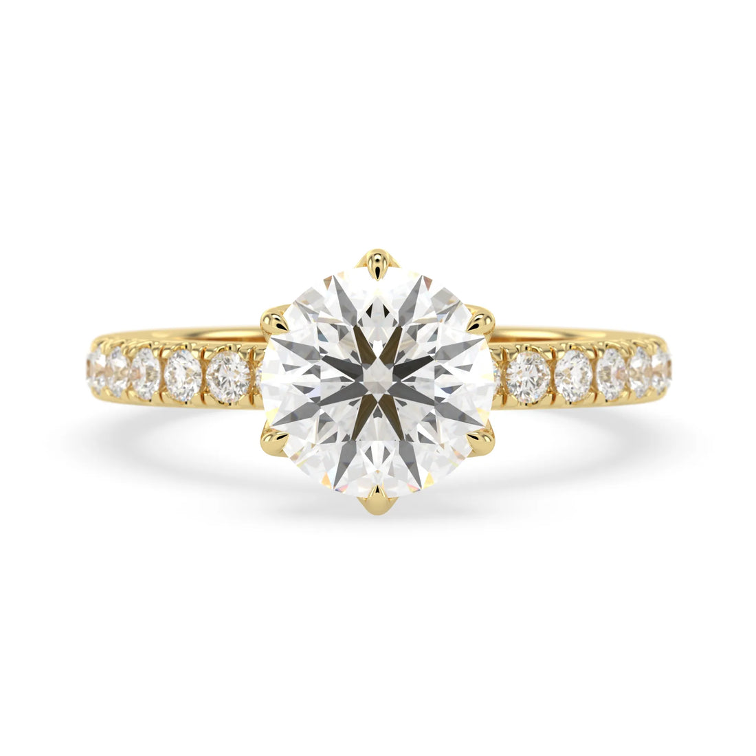 OctaPearl 3 ct Round Cut Lab Grown Diamond Pavé Engagement Ring