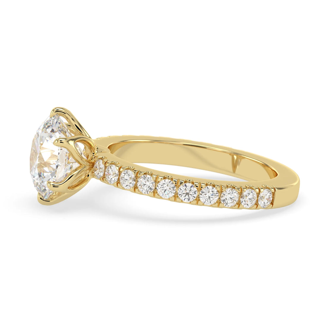 OctaPearl 3 ct Round Cut Lab Grown Diamond Pavé Engagement Ring