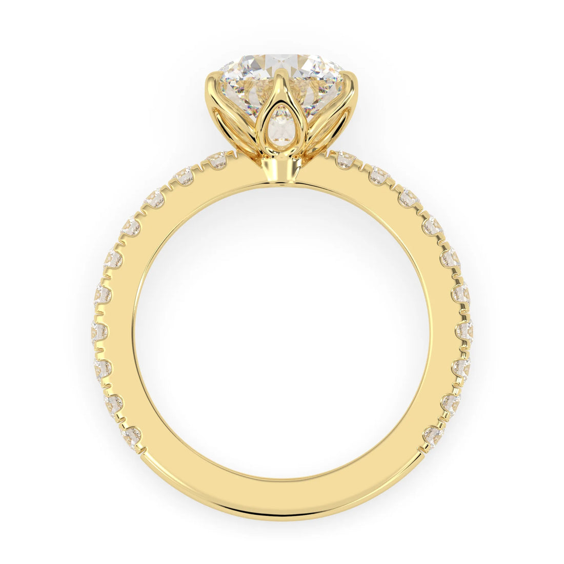 OctaPearl 3 ct Round Cut Lab Grown Diamond Pavé Engagement Ring