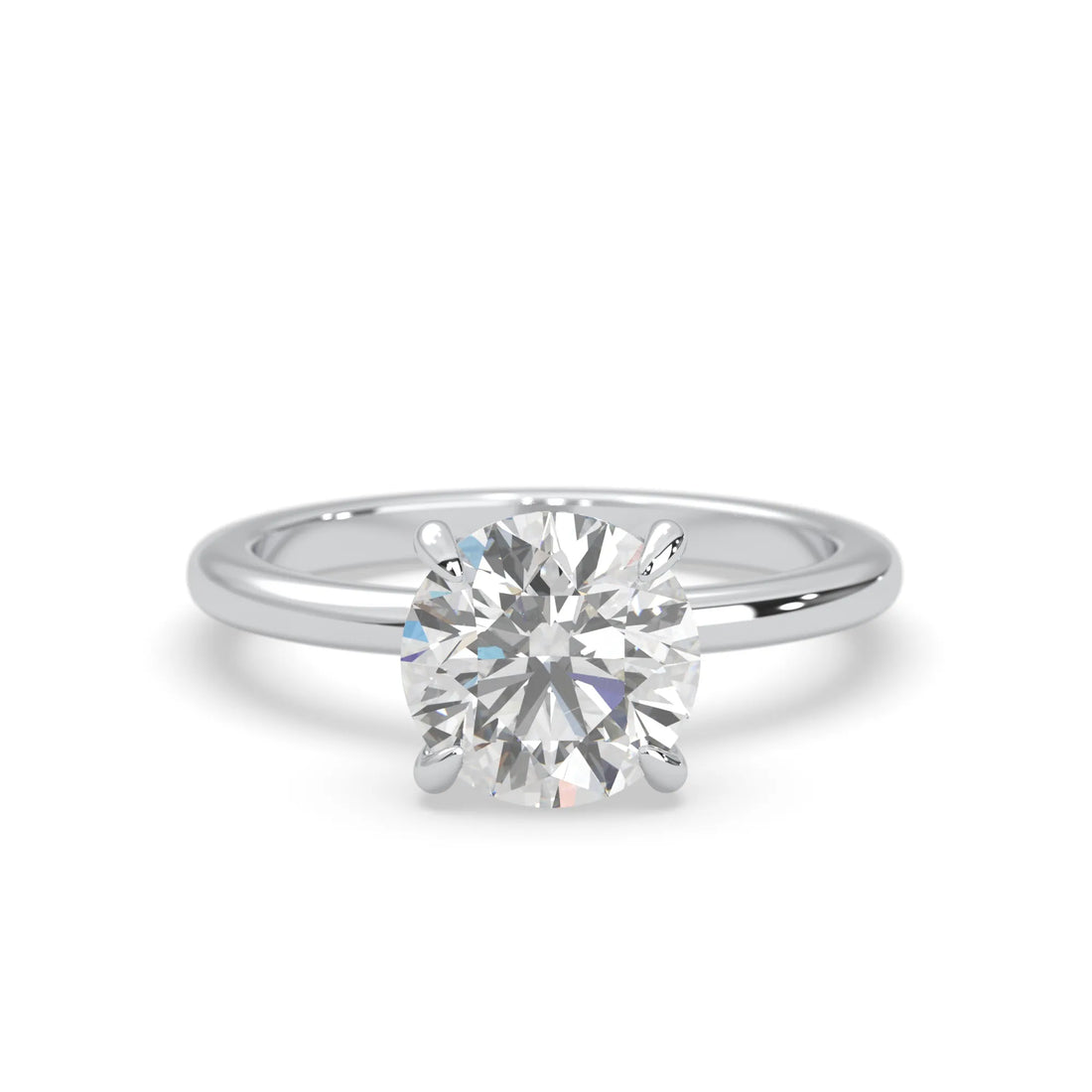 OctaPearl Round Cut Solitaire Lab Grown Diamond Engagement Ring - White Gold