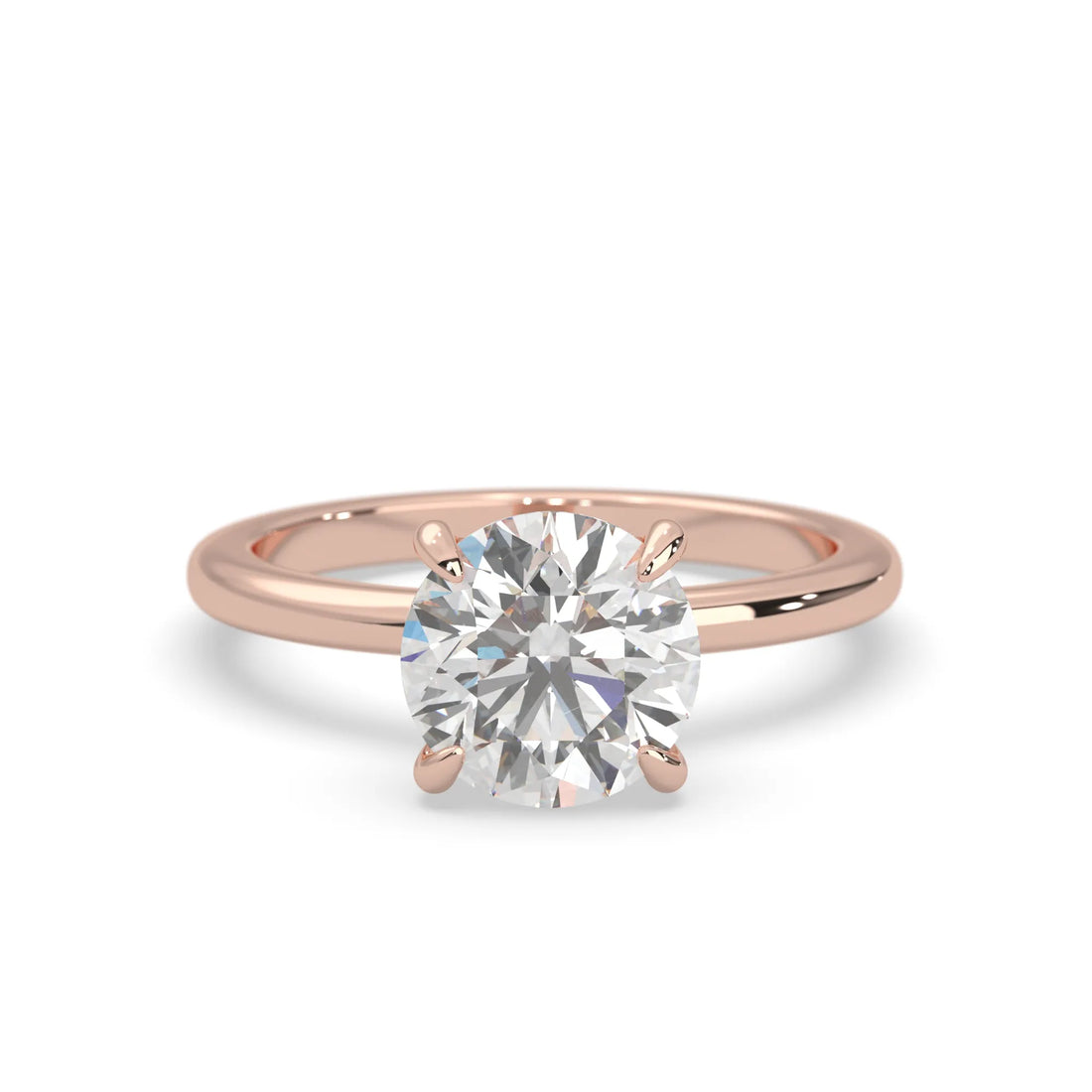 OctaPearl Round Cut Solitaire Lab Grown Diamond Engagement Ring - Rose Gold
