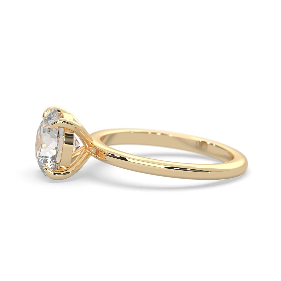 OctaPearl Round Cut Solitaire Lab Grown Diamond Engagement Ring - Yellow Gold