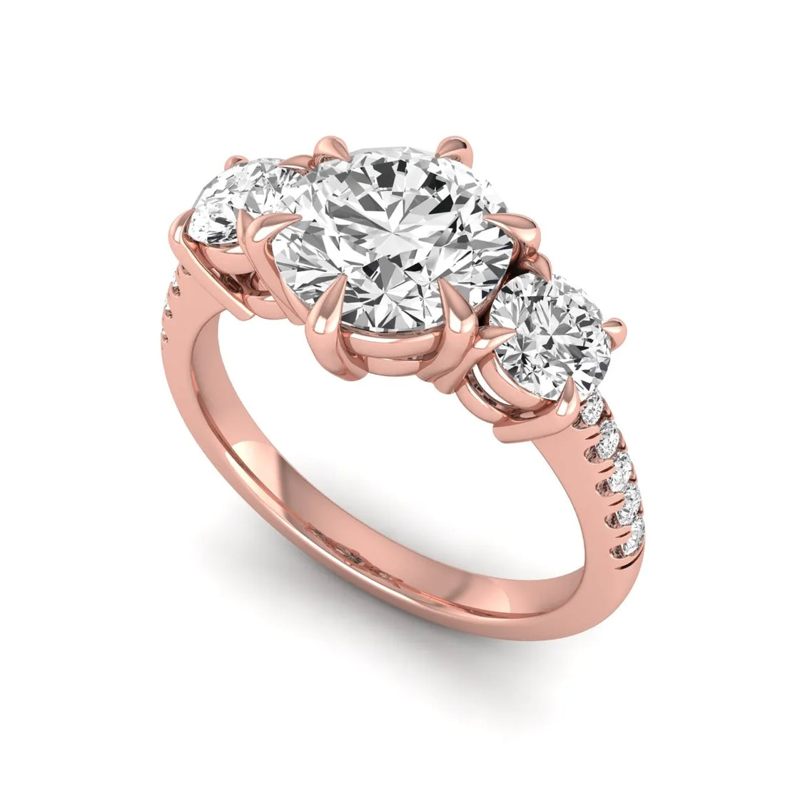 OctaPearl 2 ct Round Cut Three Stone Lab Grown Diamond Engagement Ring