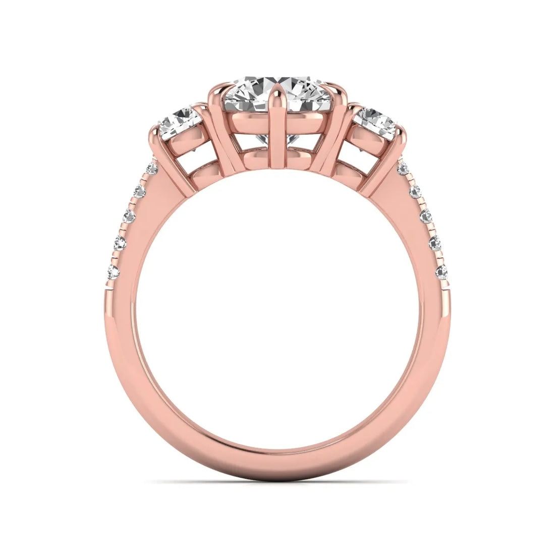 OctaPearl 2 ct Round Cut Three Stone Lab Grown Diamond Engagement Ring