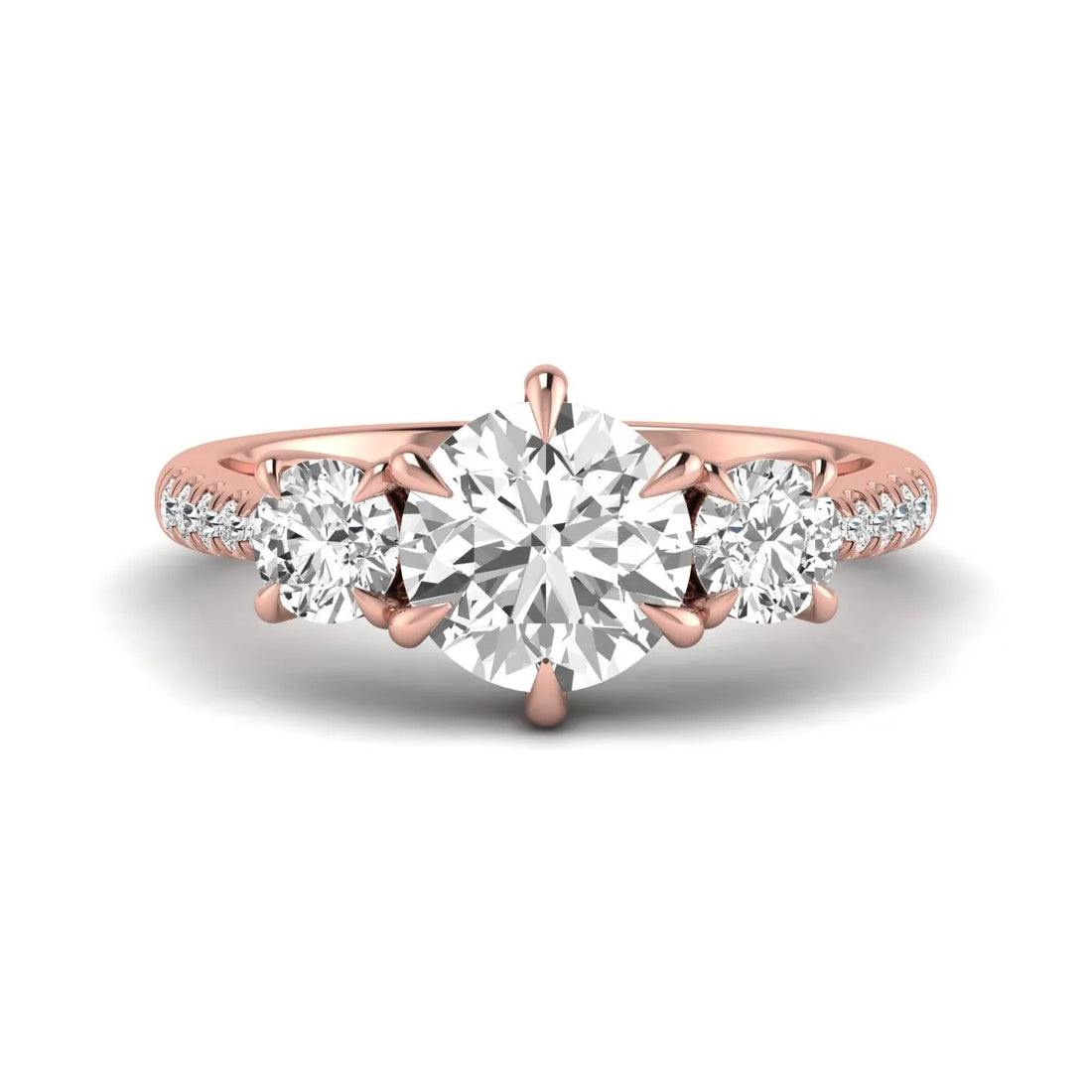 OctaPearl 2 ct Round Cut Three Stone Lab Grown Diamond Engagement Ring