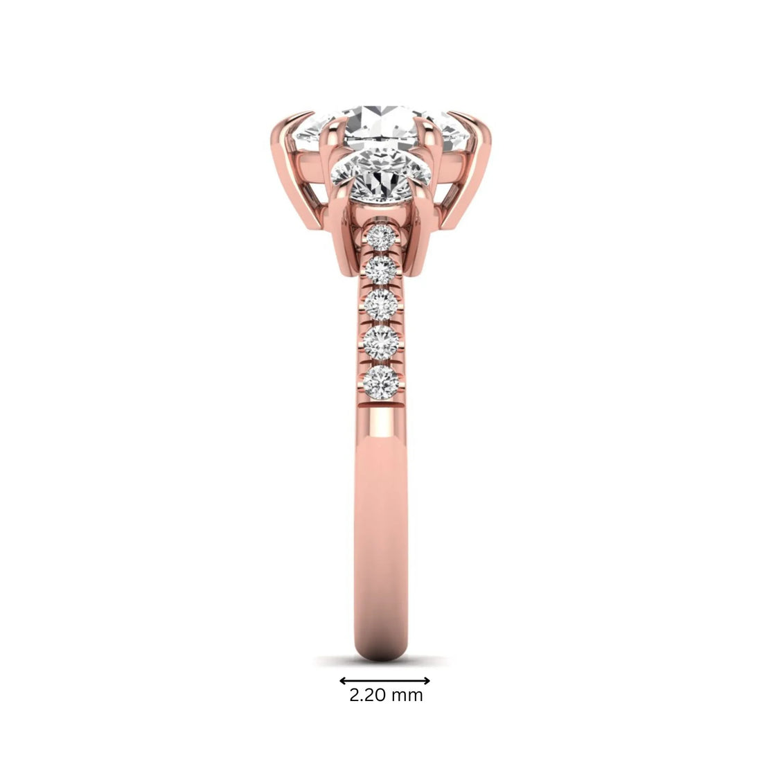 OctaPearl 2 ct Round Cut Three Stone Lab Grown Diamond Engagement Ring