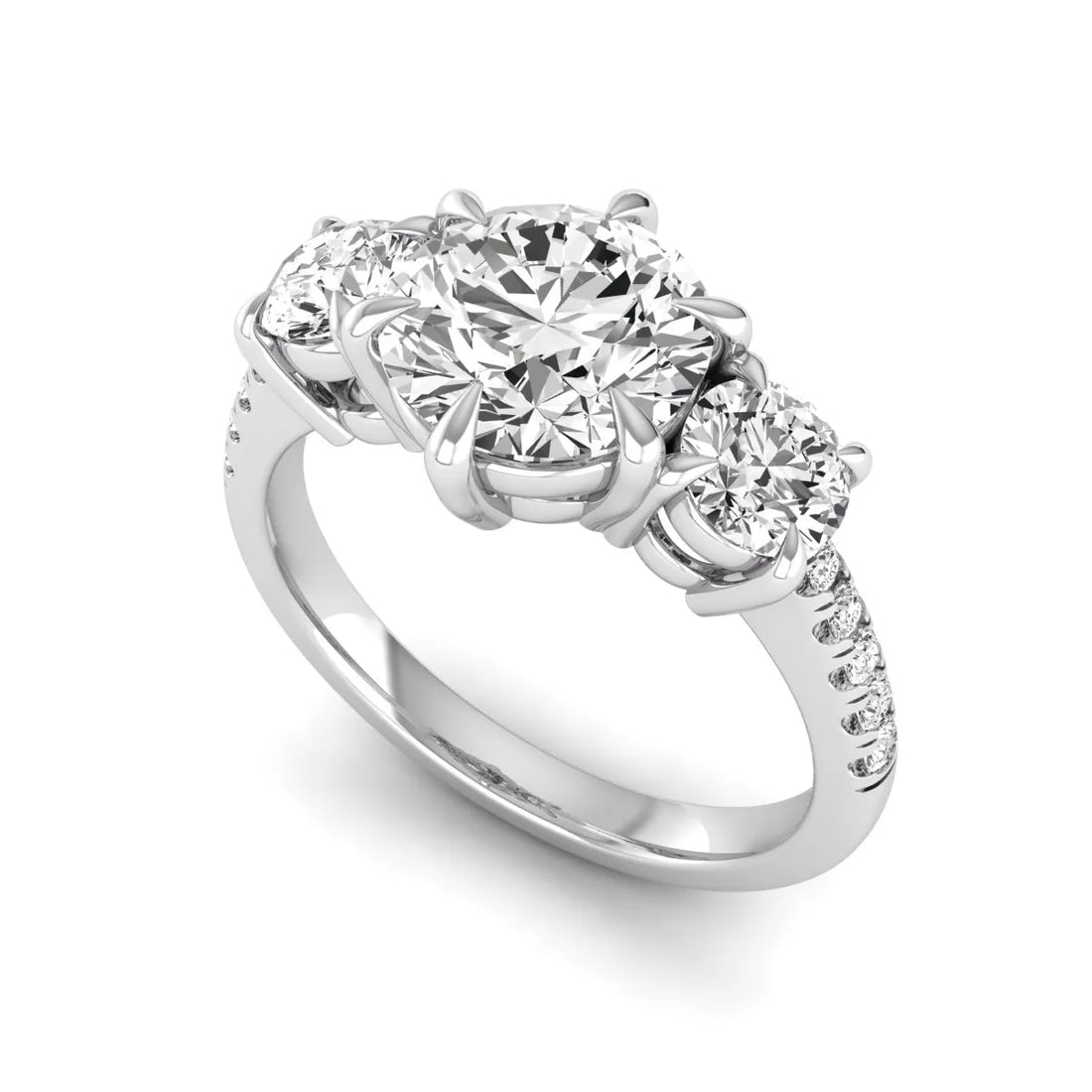 OctaPearl 2 ct Round Cut Three Stone Lab Grown Diamond Engagement Ring