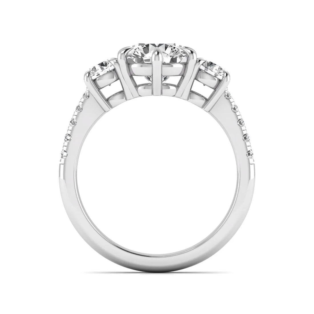 OctaPearl 2 ct Round Cut Three Stone Lab Grown Diamond Engagement Ring