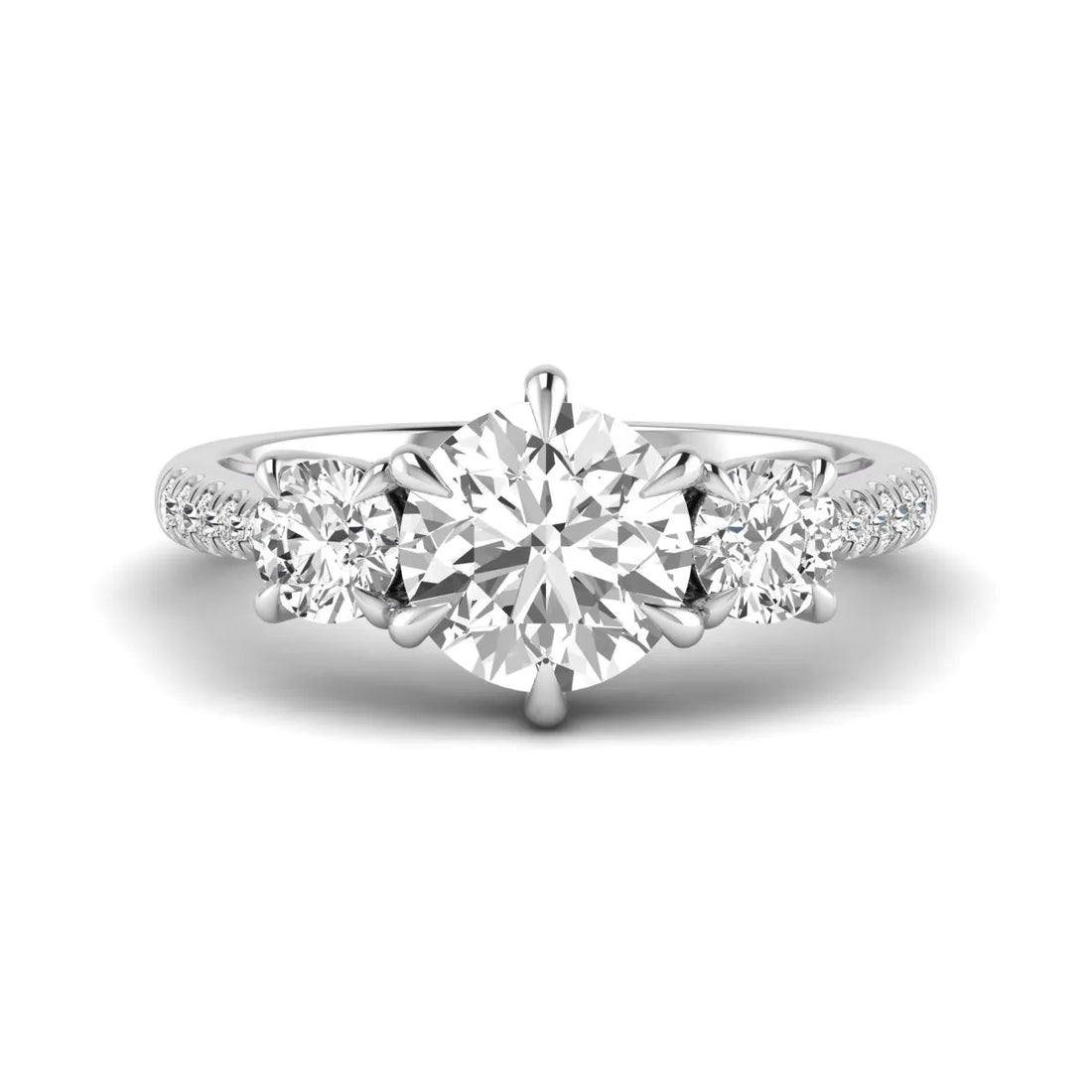 OctaPearl 2 ct Round Cut Three Stone Lab Grown Diamond Engagement Ring