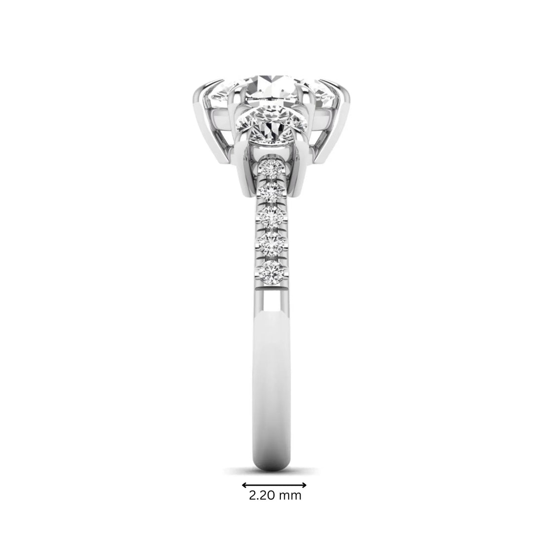 OctaPearl 2 ct Round Cut Three Stone Lab Grown Diamond Engagement Ring