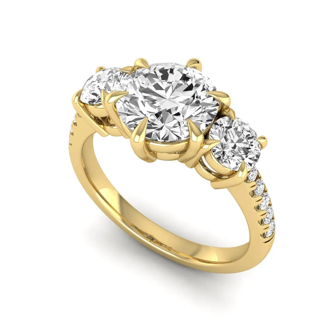 OctaPearl 2 ct Round Cut Three Stone Lab Grown Diamond Engagement Ring