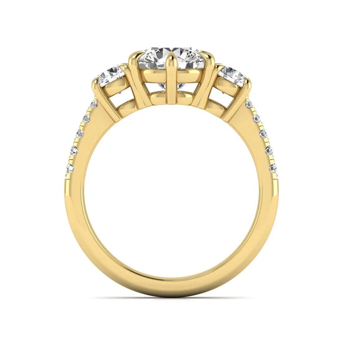OctaPearl 2 ct Round Cut Three Stone Lab Grown Diamond Engagement Ring
