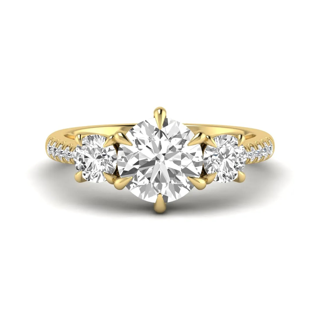 OctaPearl 2 ct Round Cut Three Stone Lab Grown Diamond Engagement Ring
