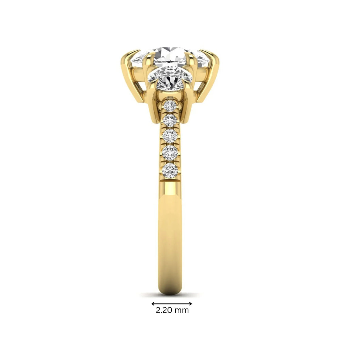 OctaPearl 2 ct Round Cut Three Stone Lab Grown Diamond Engagement Ring