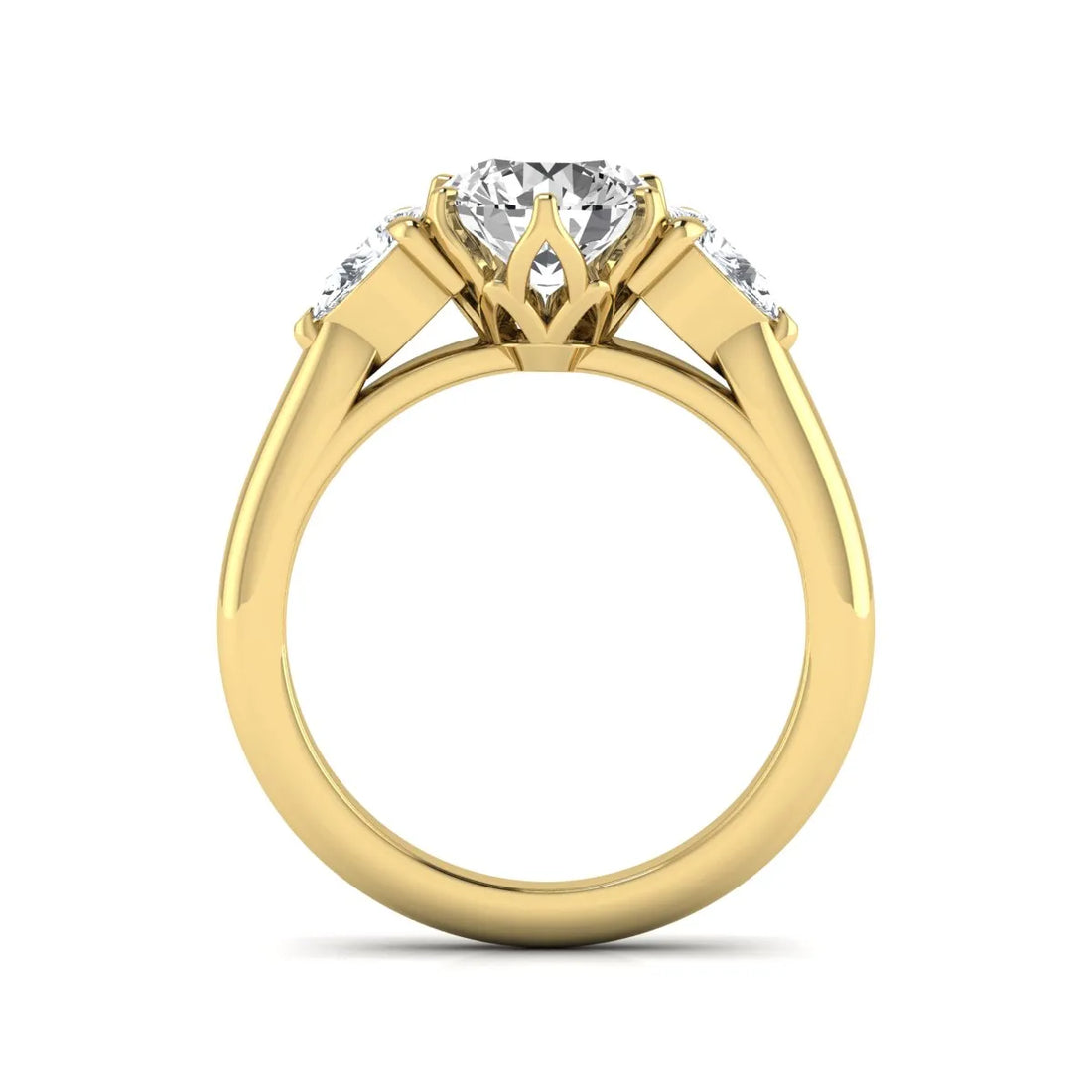 OctaPearl 1.5 ct Round Cut Three Stone Lab Grown Diamond Engagement Ring with Pear Side Stones