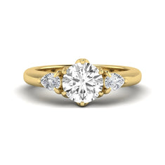 OctaPearl 1.5 ct Round Cut Three Stone Lab Grown Diamond Engagement Ring with Pear Side Stones