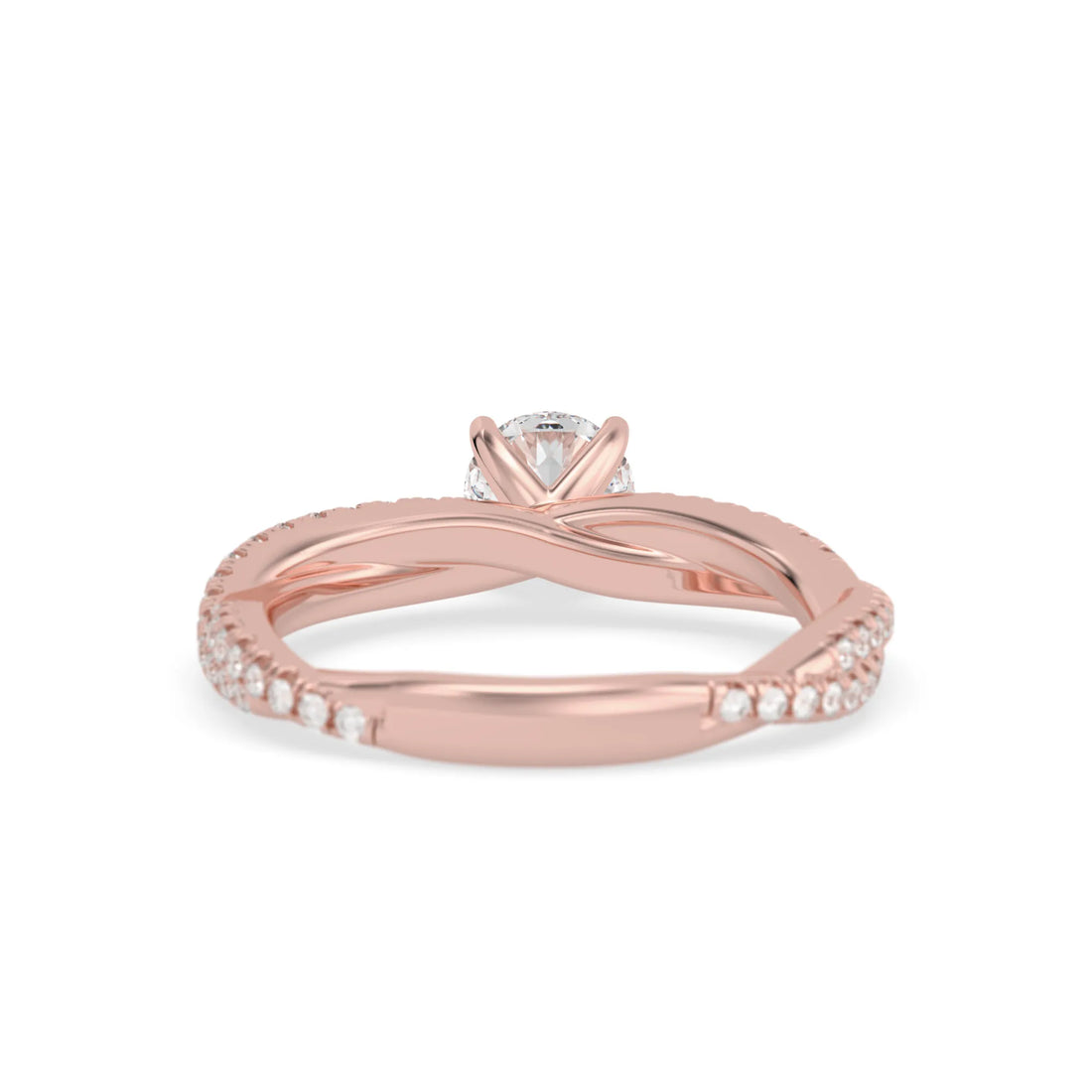 OctaPearl Round Cut Twisted Shank Lab Grown Diamond Pave Engagement Ring