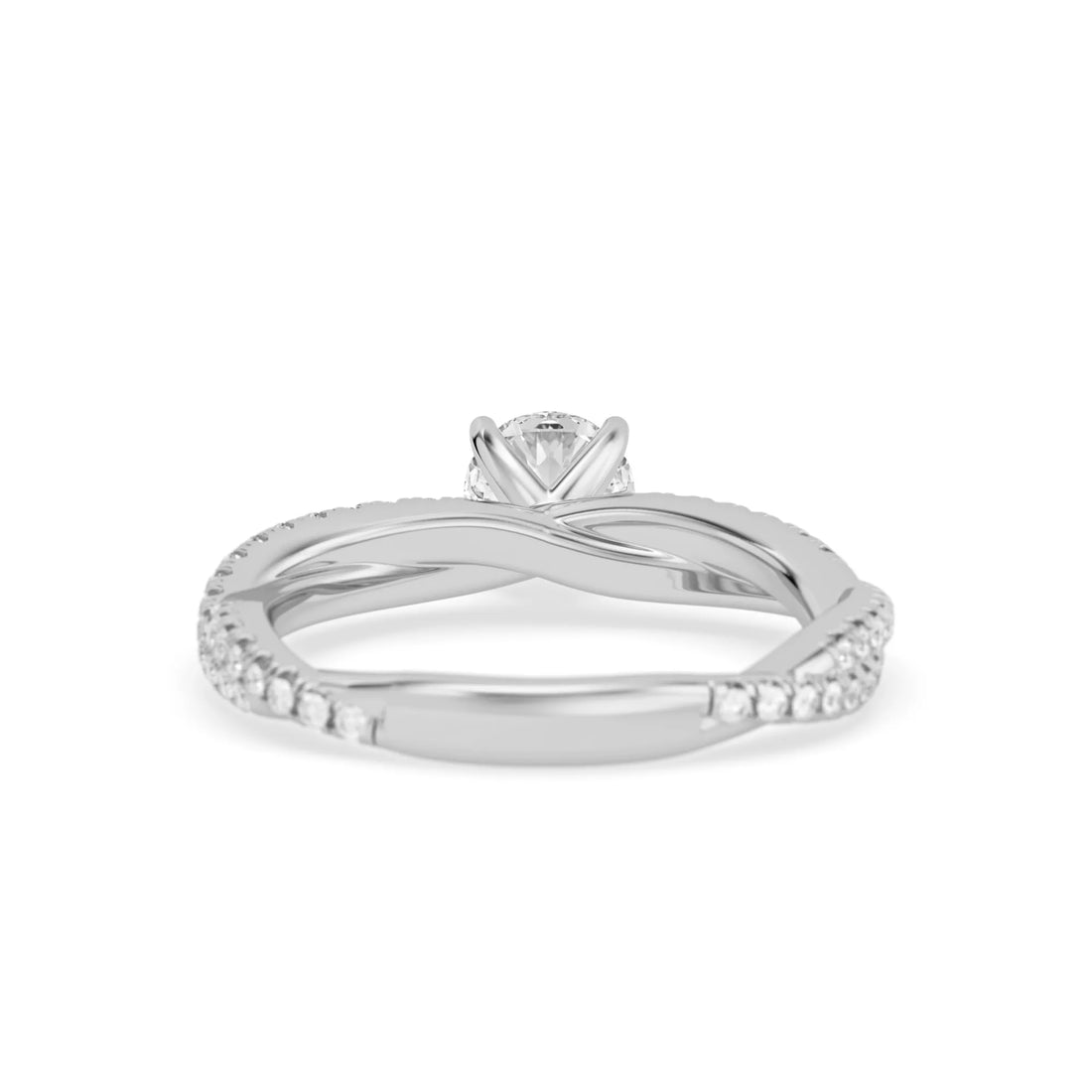 OctaPearl Round Cut Twisted Shank Lab Grown Diamond Pave Engagement Ring