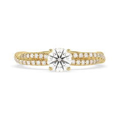 OctaPearl Round Cut Twisted Shank Lab Grown Diamond Pave Engagement Ring