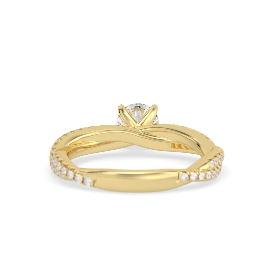 OctaPearl Round Cut Twisted Shank Lab Grown Diamond Pave Engagement Ring