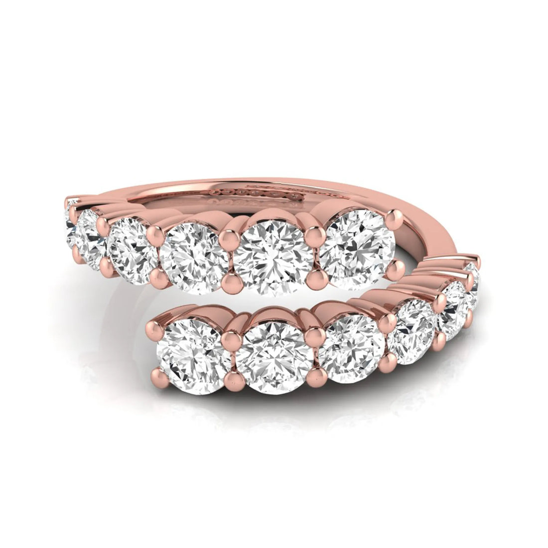 OctaPearl Round Lab Grown Diamond Open Cuff Bypass Pave Engagement Ring
