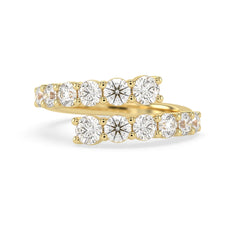 OctaPearl Round Lab Grown Diamond Open Cuff Bypass Pave Engagement Ring